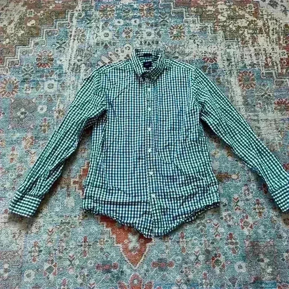 Jcrew checked blue and green button down